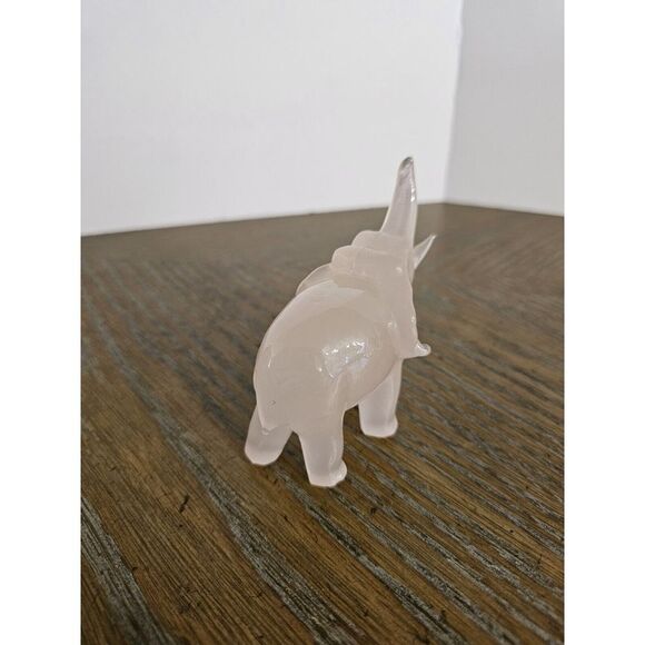 Rose Quartz Gemstone Carving Elephant, Trunk Up, READ DESCRIPTION - Picture 9 of 14